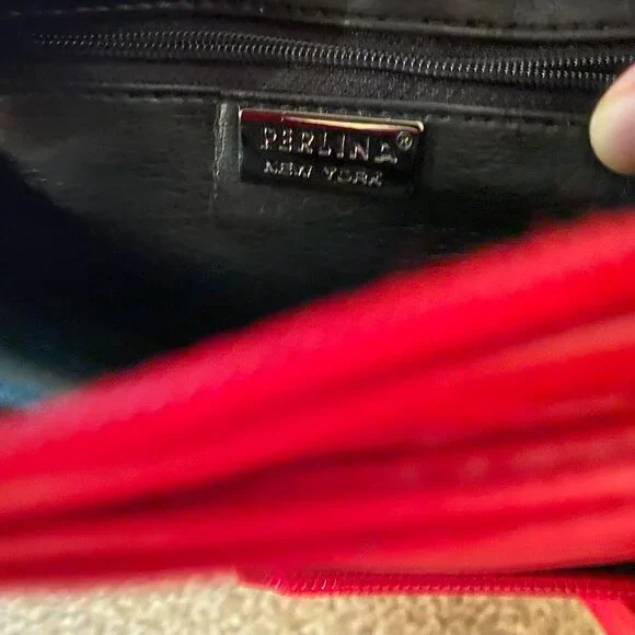 Red Leather Perlina New York Shoulder Bag - Picture 3 of 5